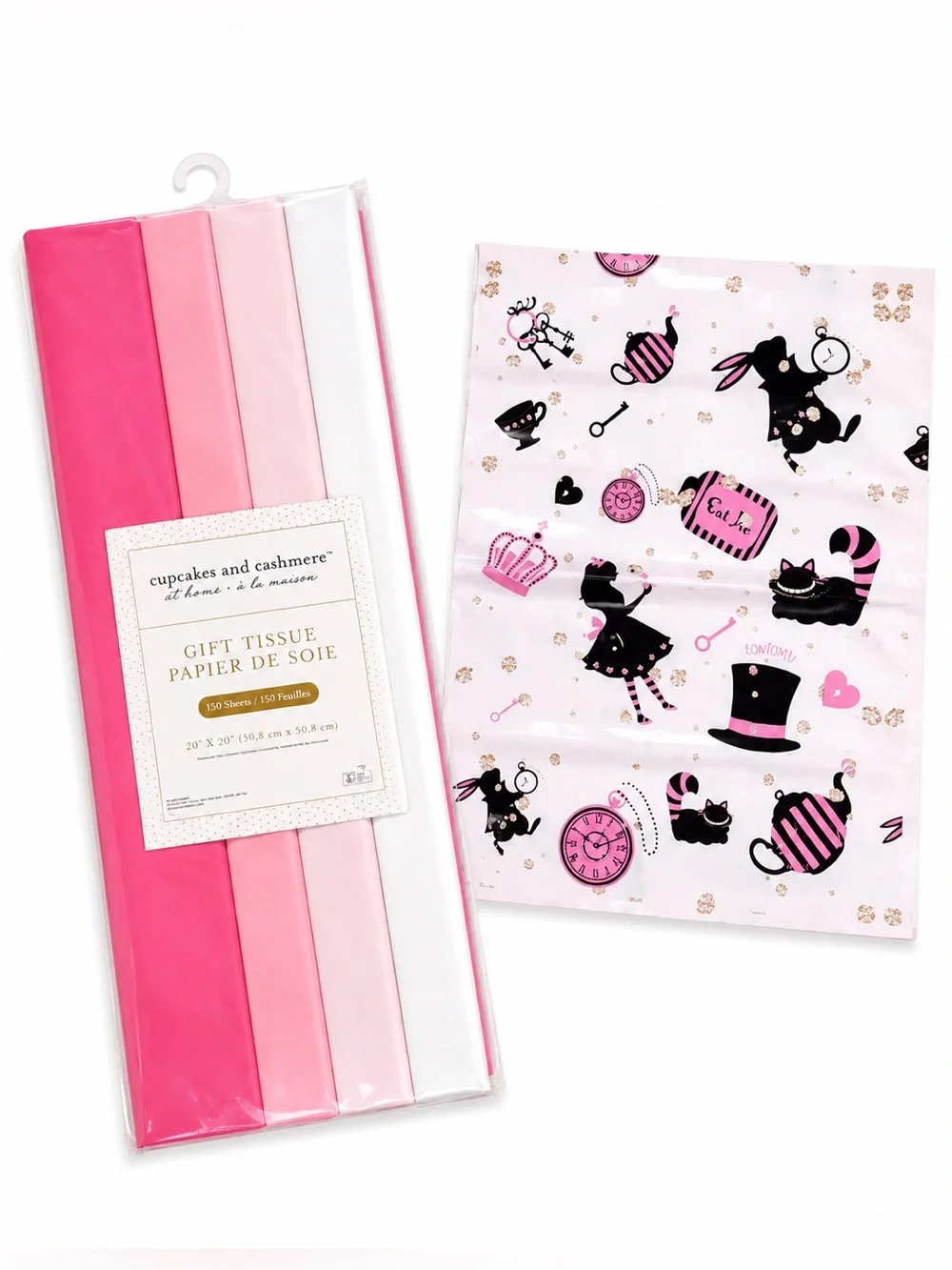 10 10” X 13” Alice and Wonderland themed poly mailers 150 sheets of tissue paper
